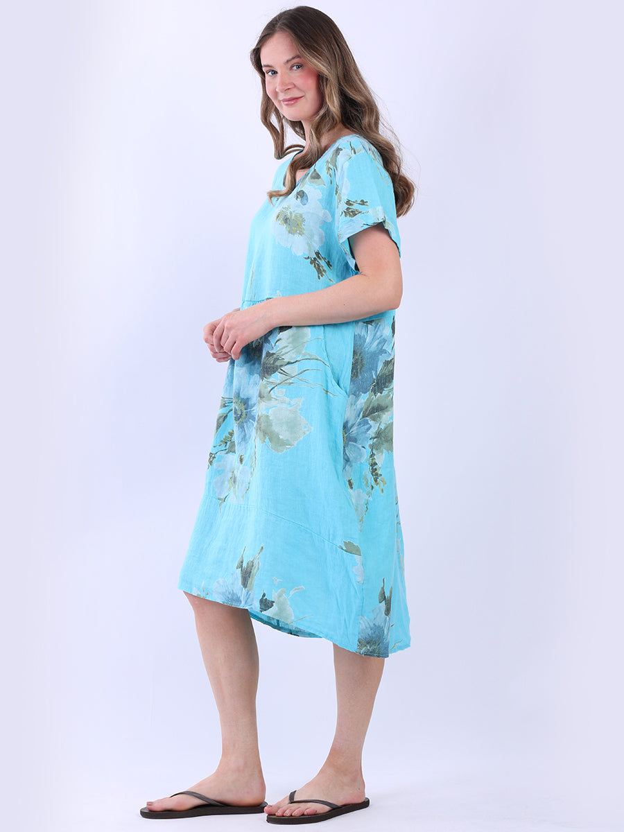 Floral Linen Lagenlook Midi Dress