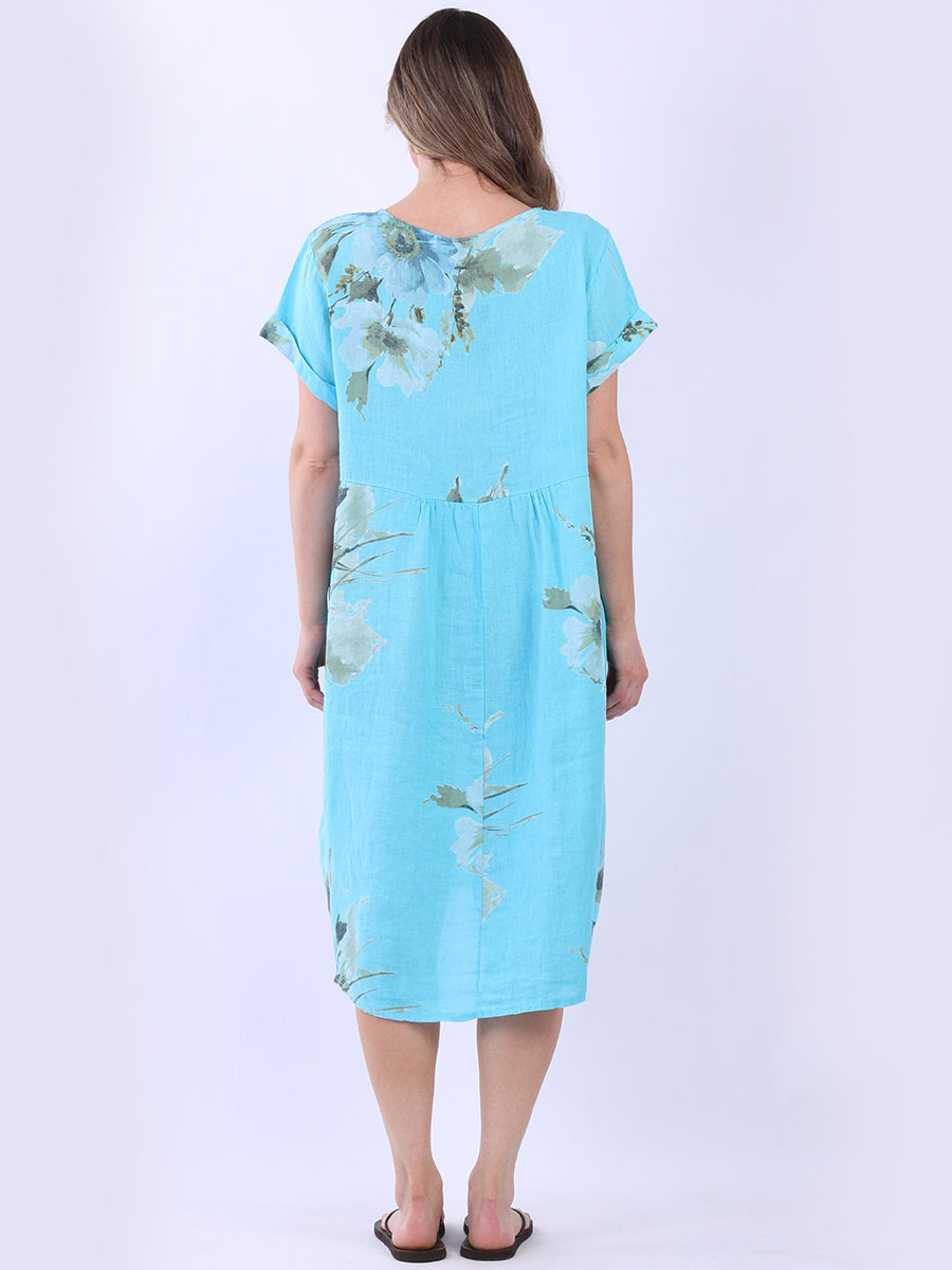 Floral Linen Lagenlook Midi Dress