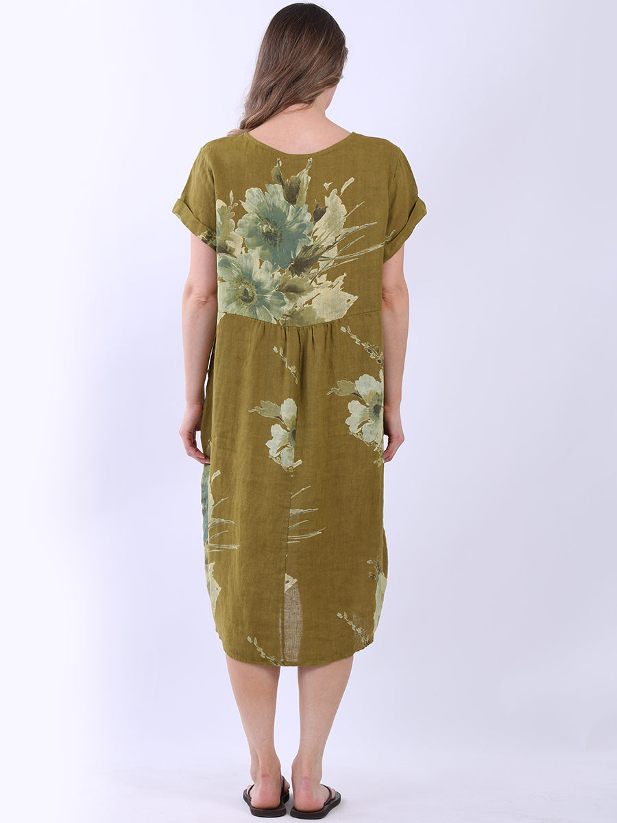 Floral Linen Lagenlook Midi Dress