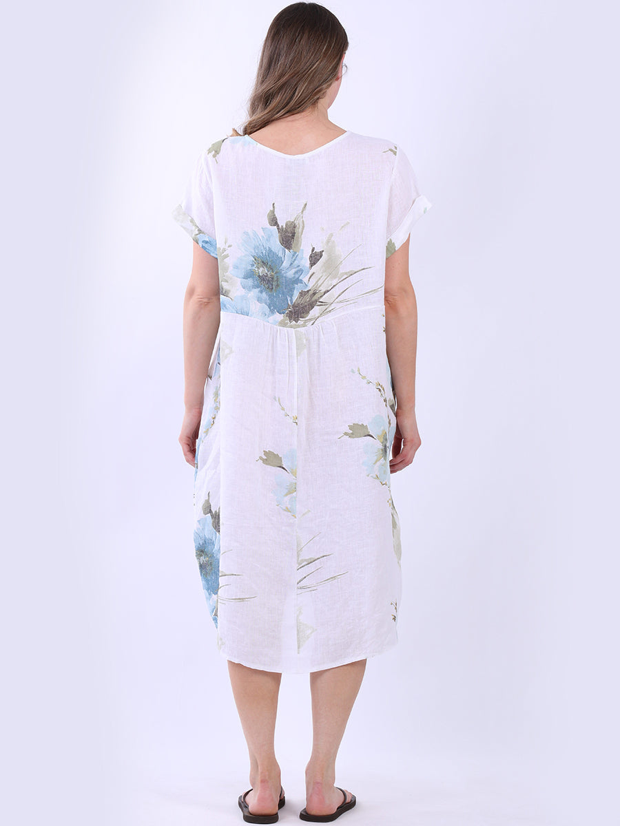 Floral Linen Lagenlook Midi Dress