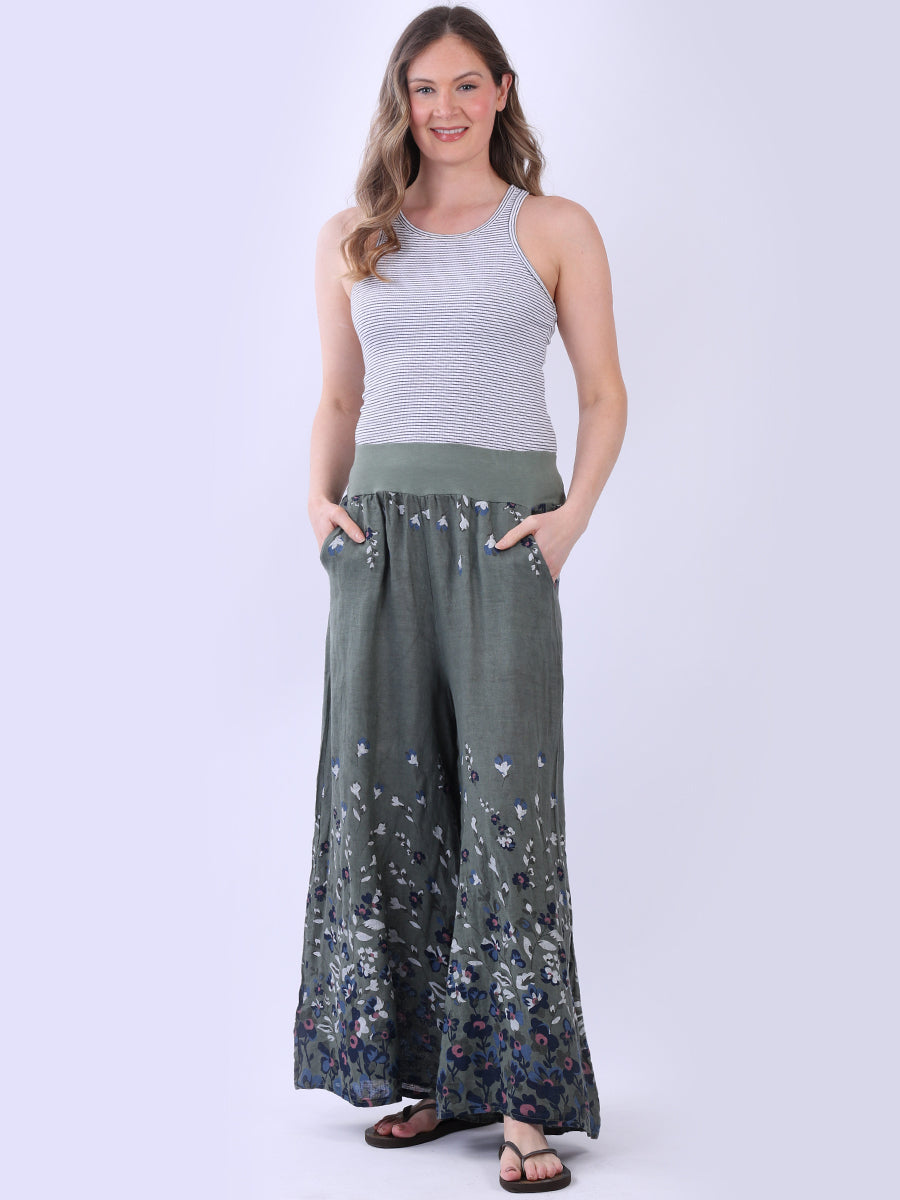 Wide Leg Linen Pant Khaki
