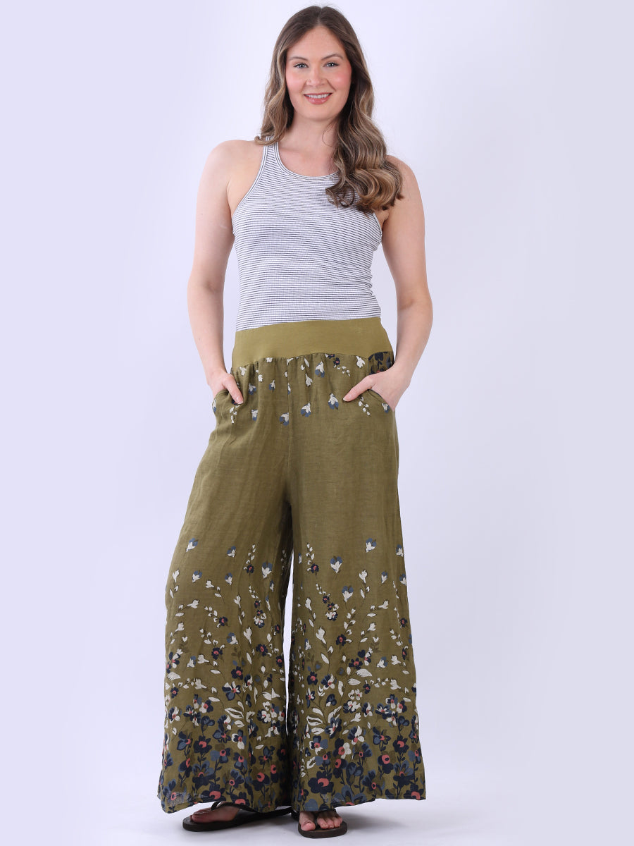 Wide Leg Linen Pant Olive