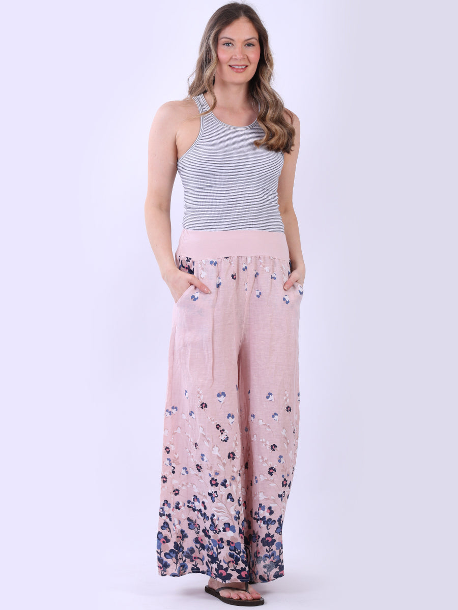 Wide Leg Linen Pant Pink