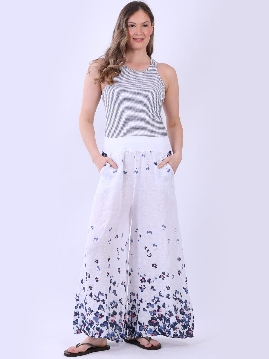 Wide Leg Linen Pant White