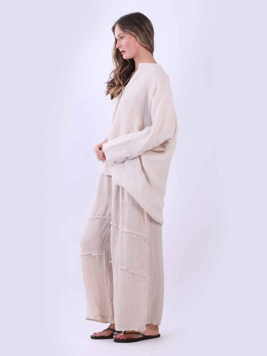 Ladies Plain Baggy Linen Top