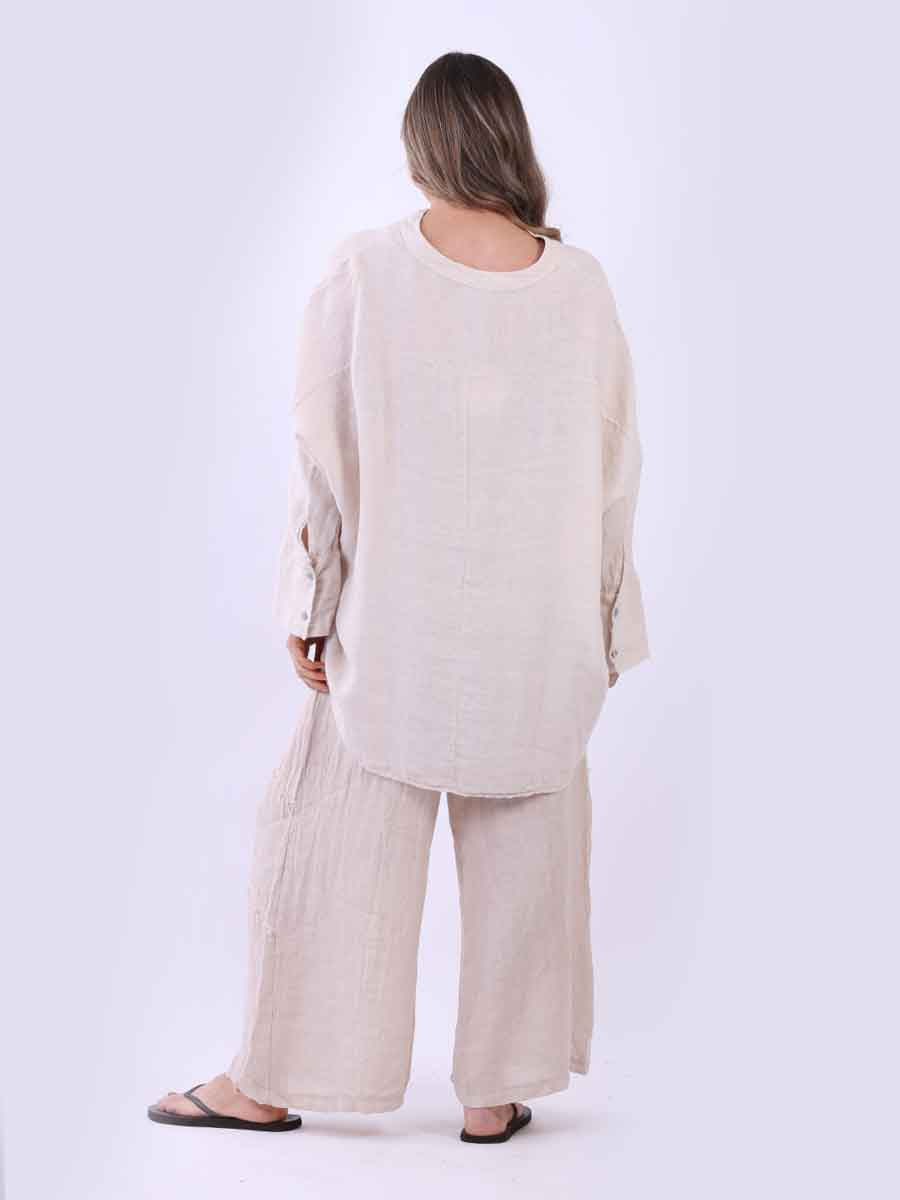 Ladies Plain Baggy Linen Top