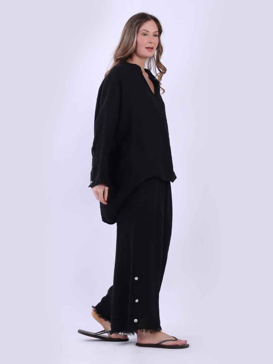 Ladies Plain Baggy Linen Top