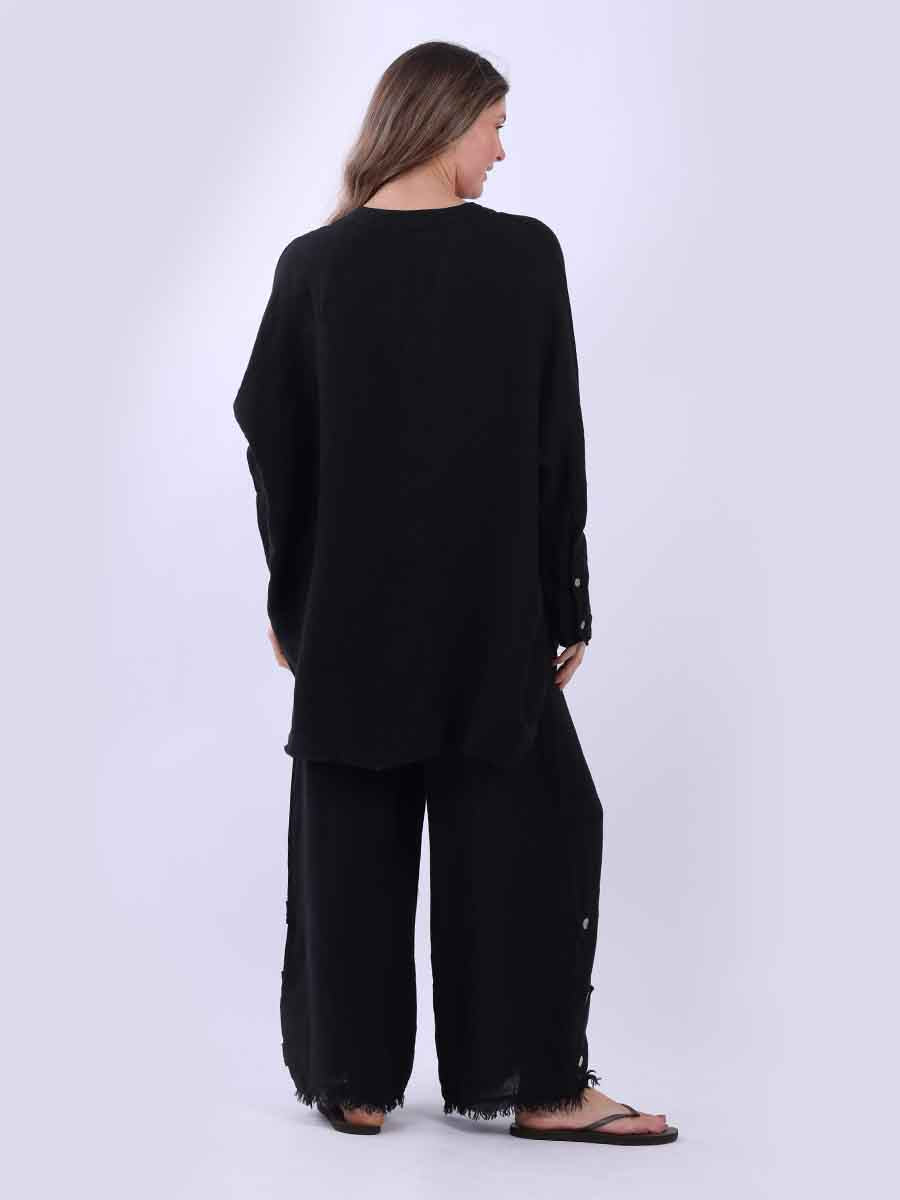 Ladies Plain Baggy Linen Top