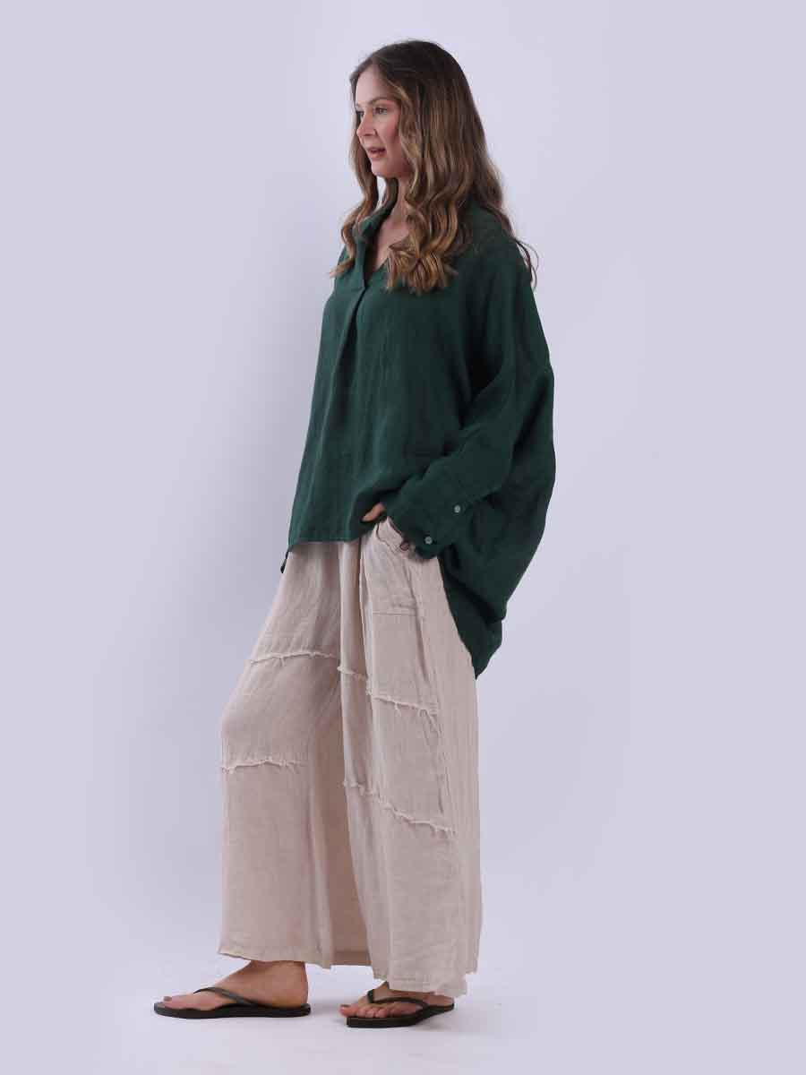 Ladies Plain Baggy Linen Top