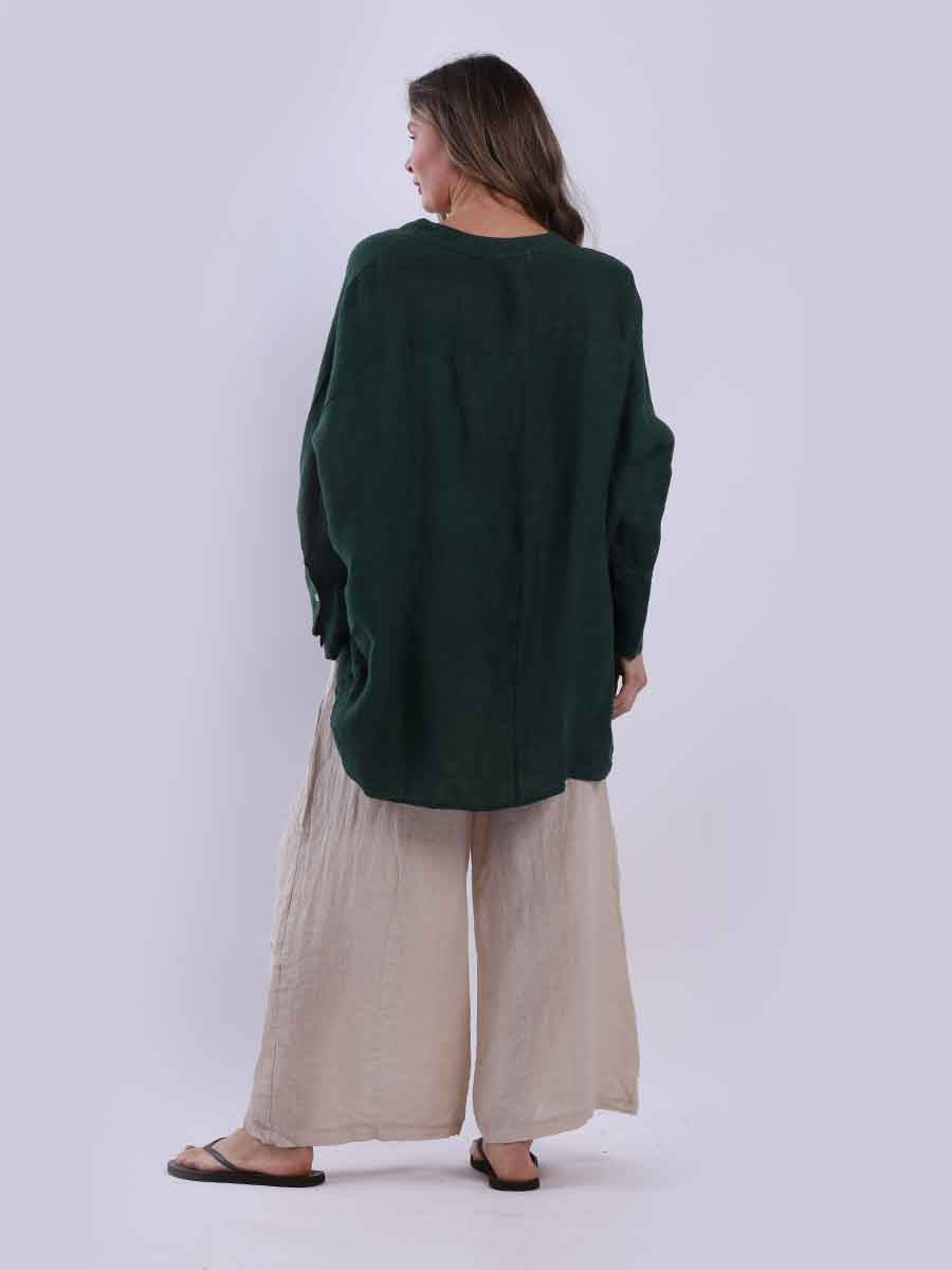 Ladies Plain Baggy Linen Top