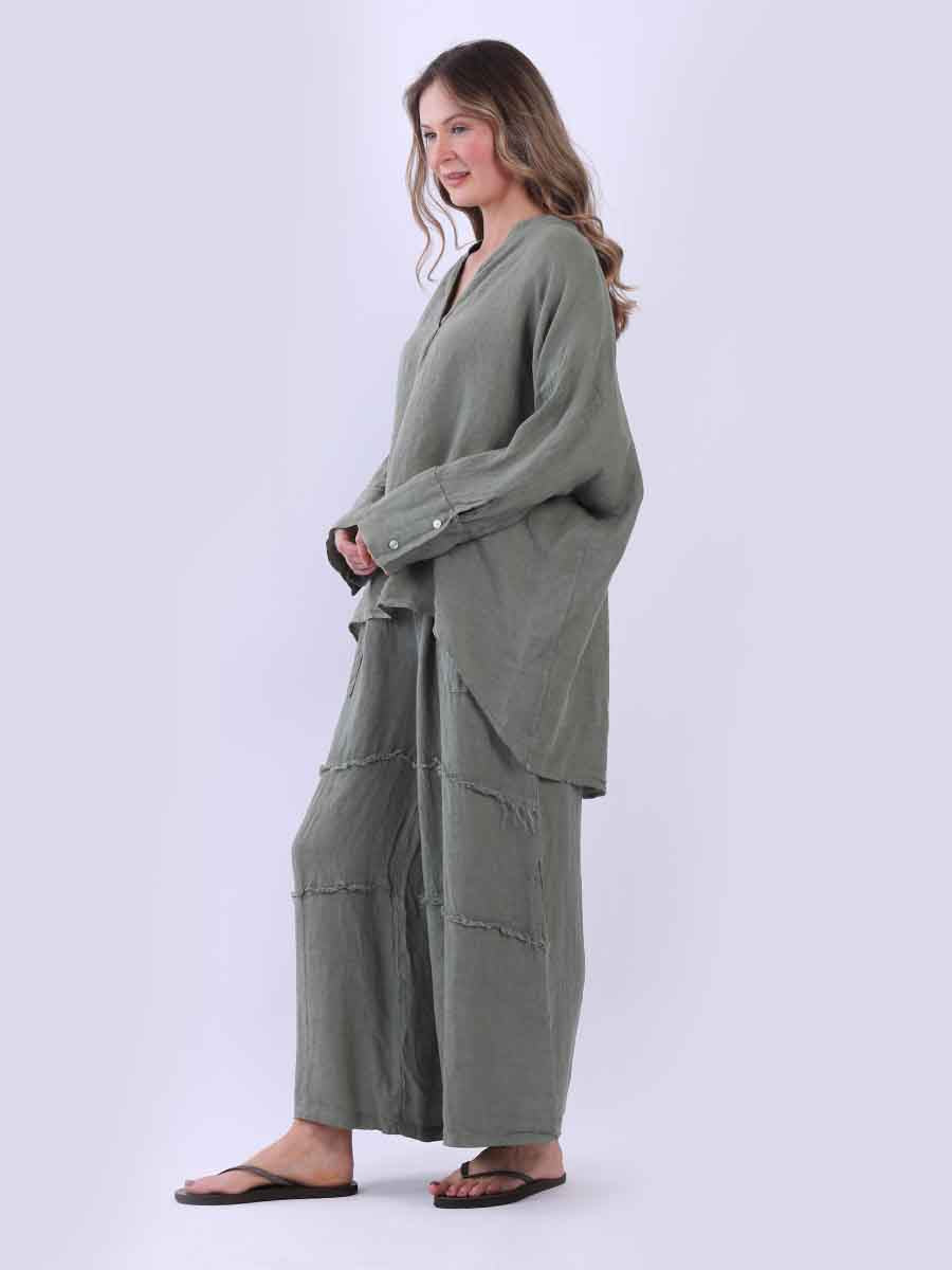Ladies Plain Baggy Linen Top