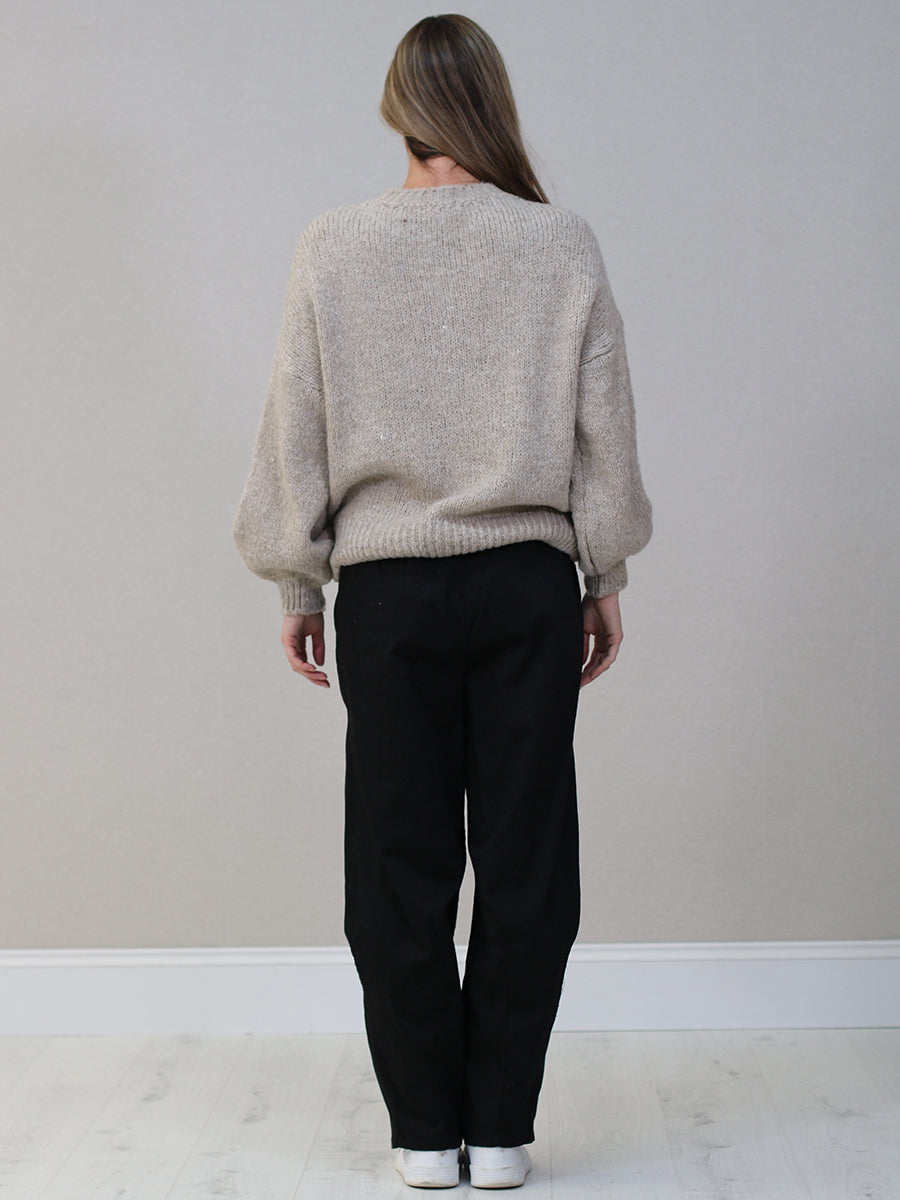 Cable Knit Winter Crop Wooly Top