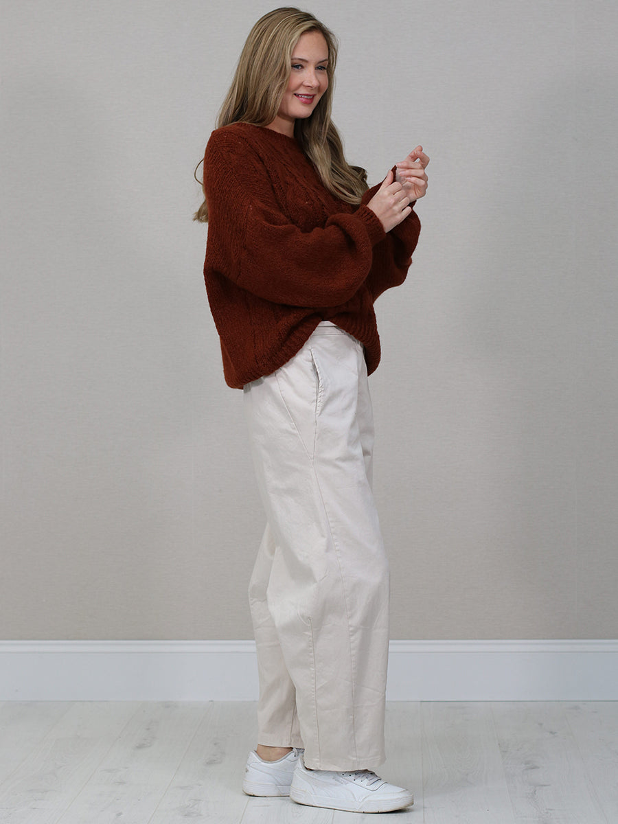 Cable Knit Winter Crop Wooly Top