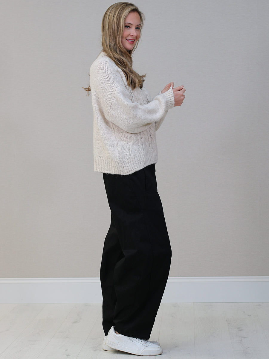 Cable Knit Winter Crop Wooly Top