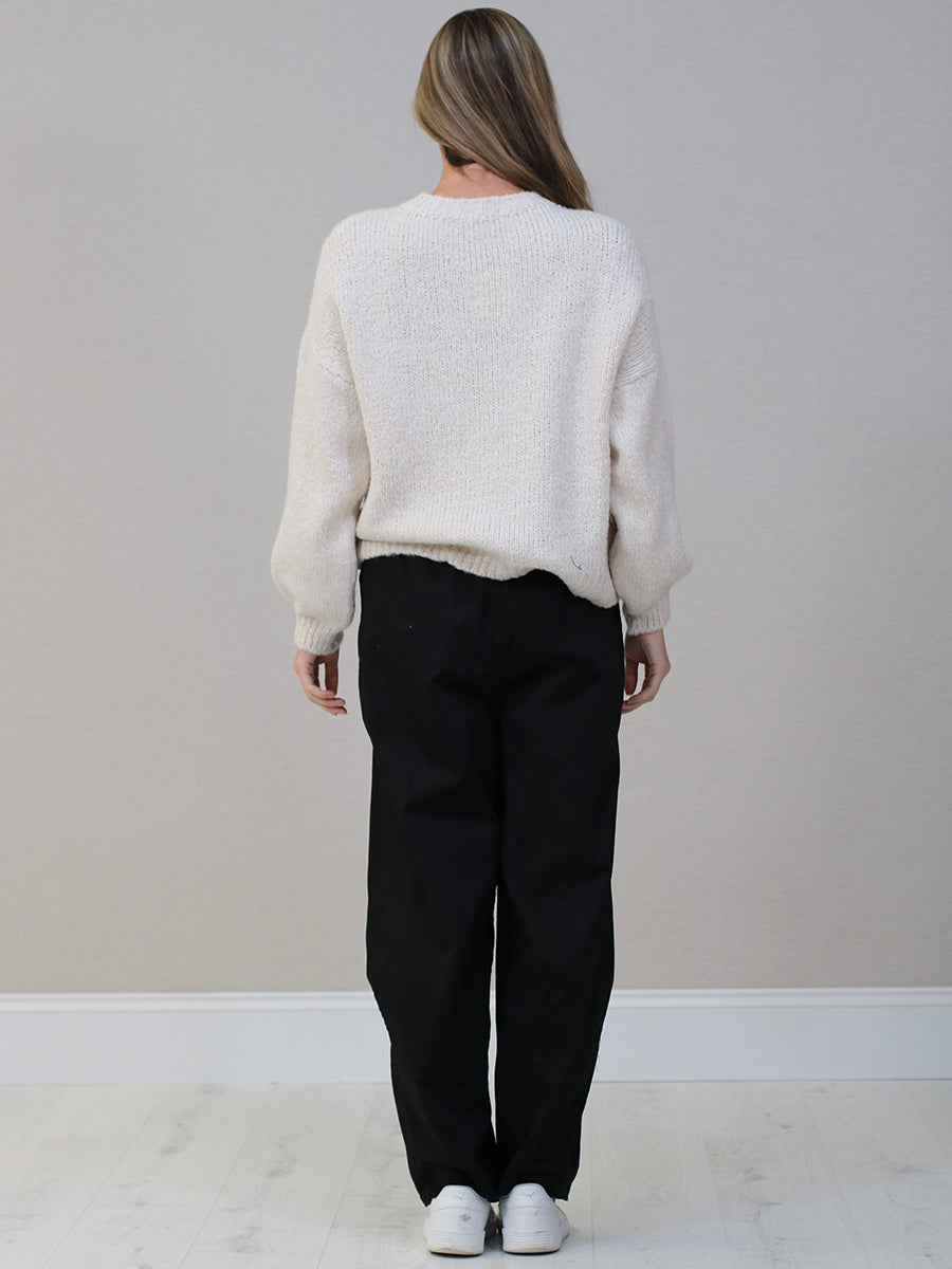 Cable Knit Winter Crop Wooly Top