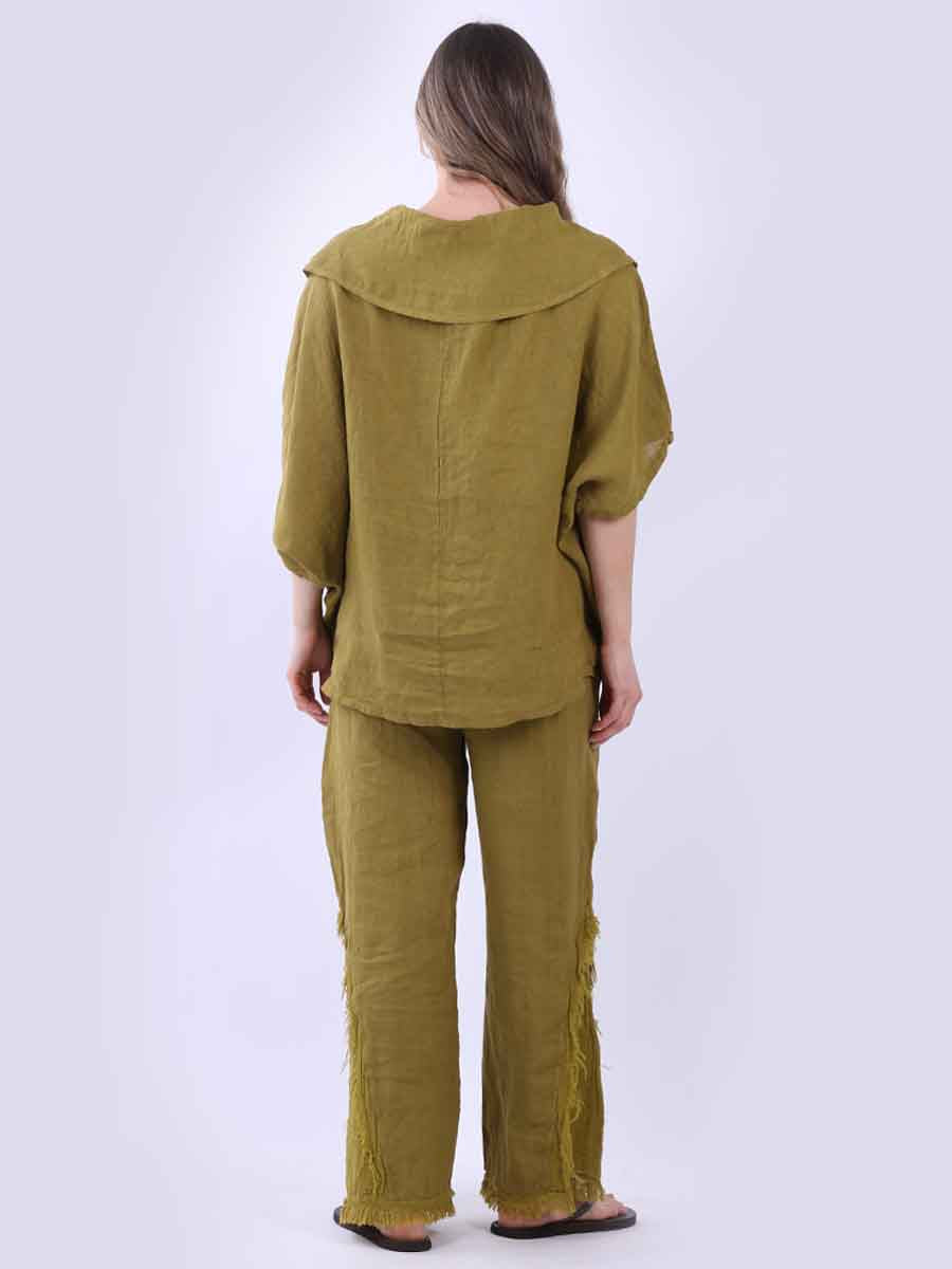 Cowl Neck Plain Linen Batwing Top