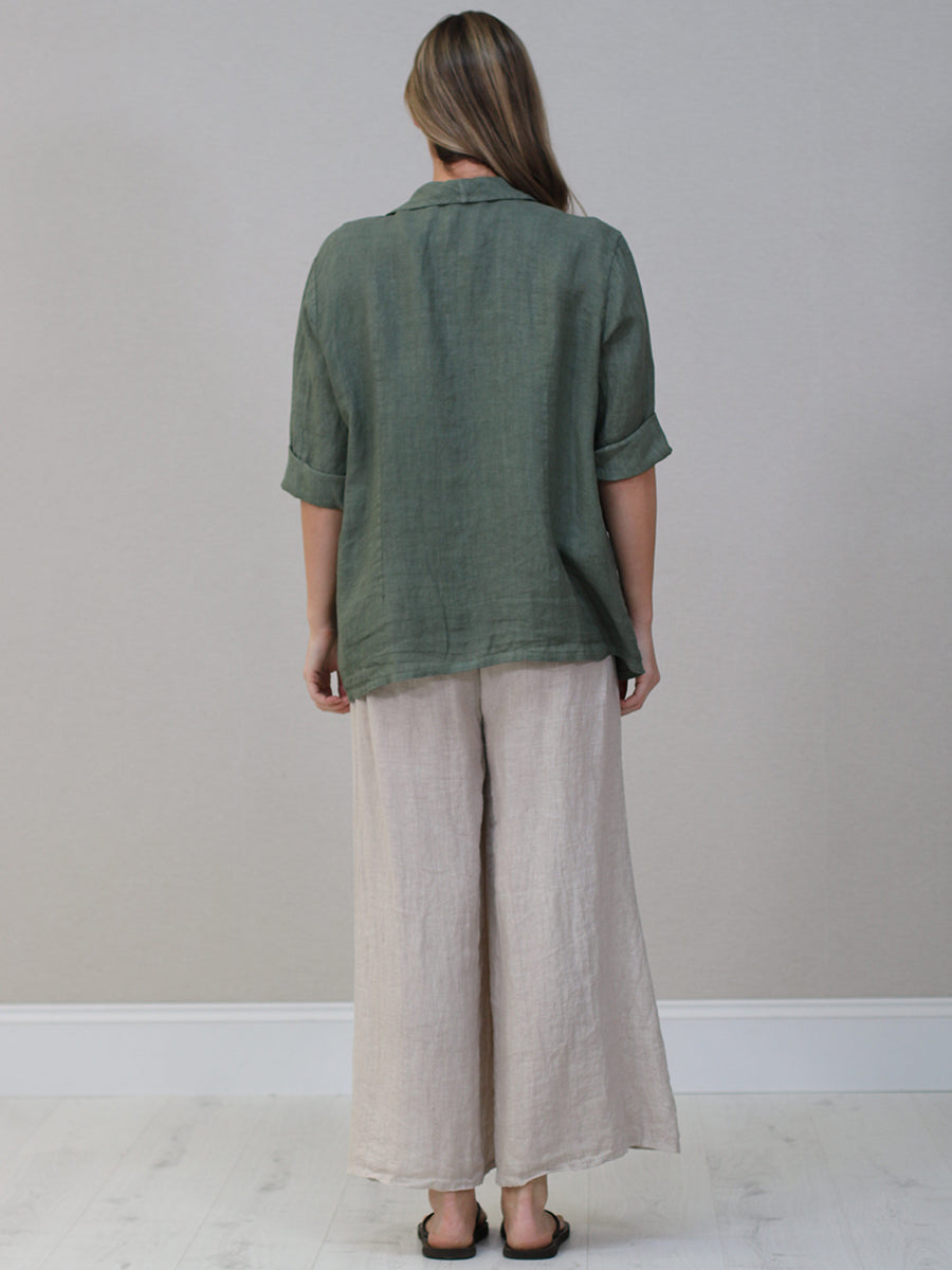 Open Front Linen Blazer Jacket