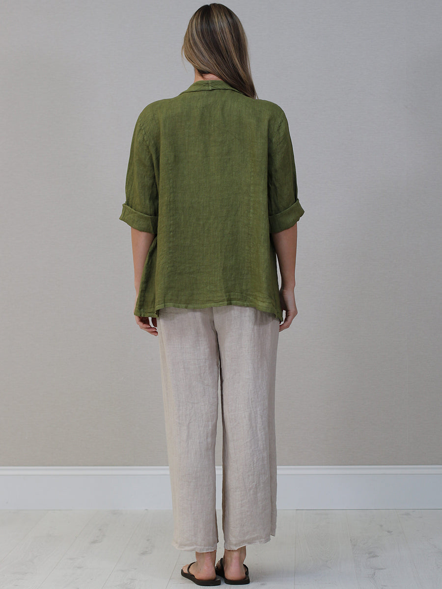Open Front Linen Blazer Jacket
