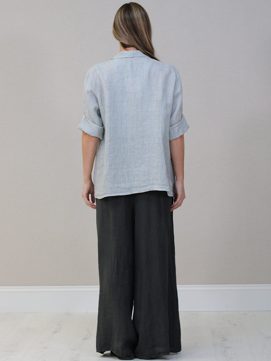 Open Front Linen Blazer Jacket