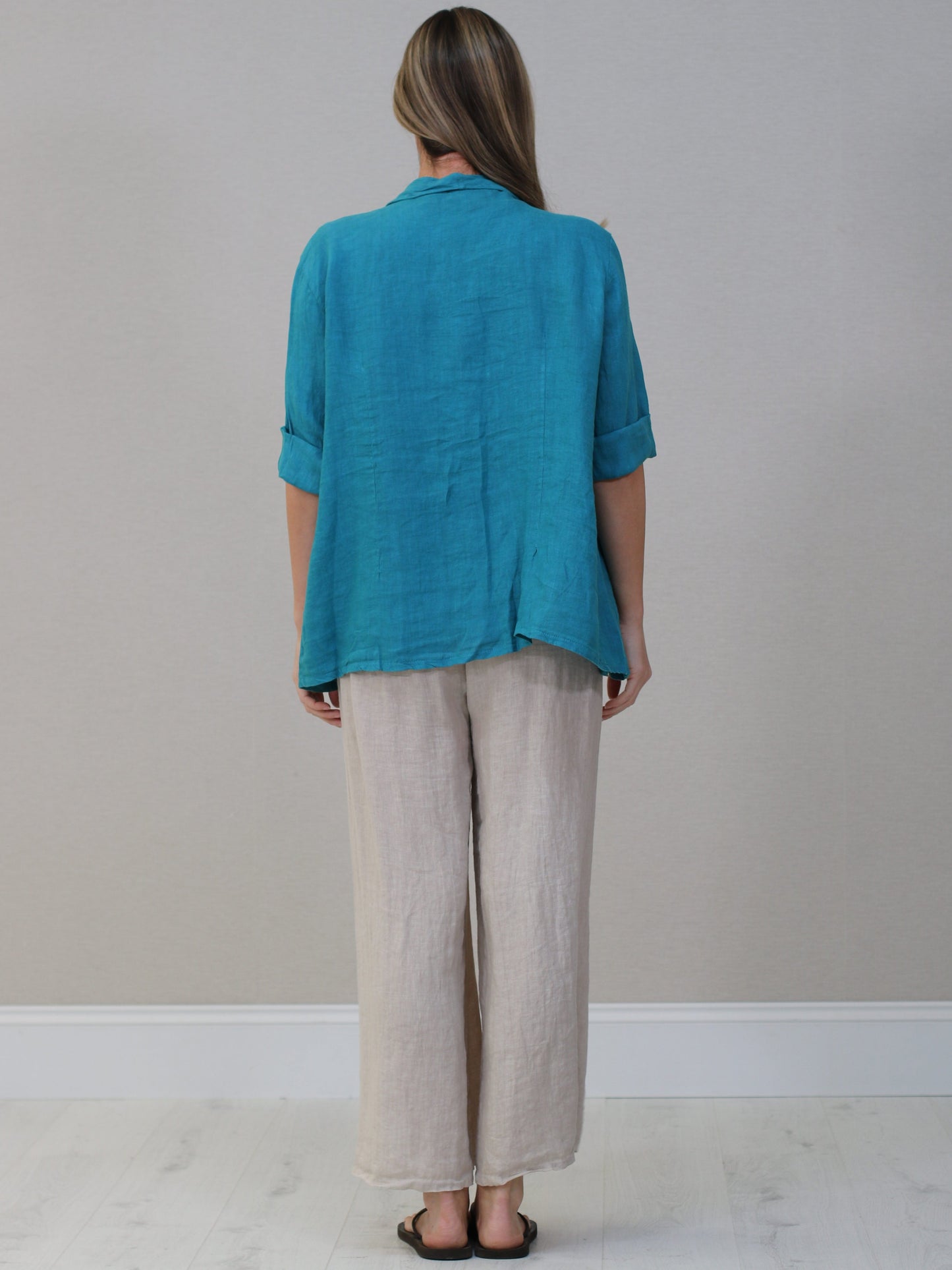 Open Front Linen Blazer Jacket