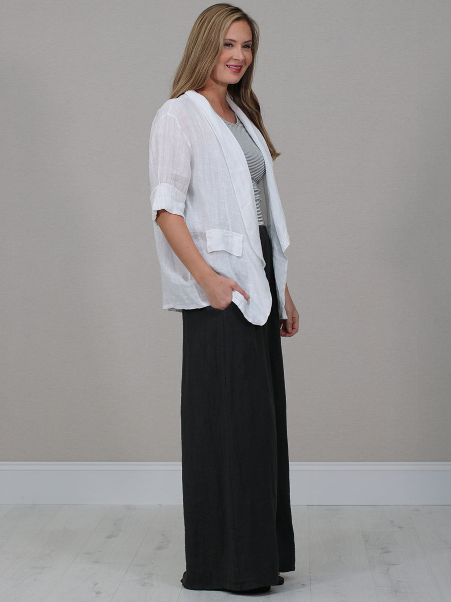 Open Front Linen Blazer Jacket