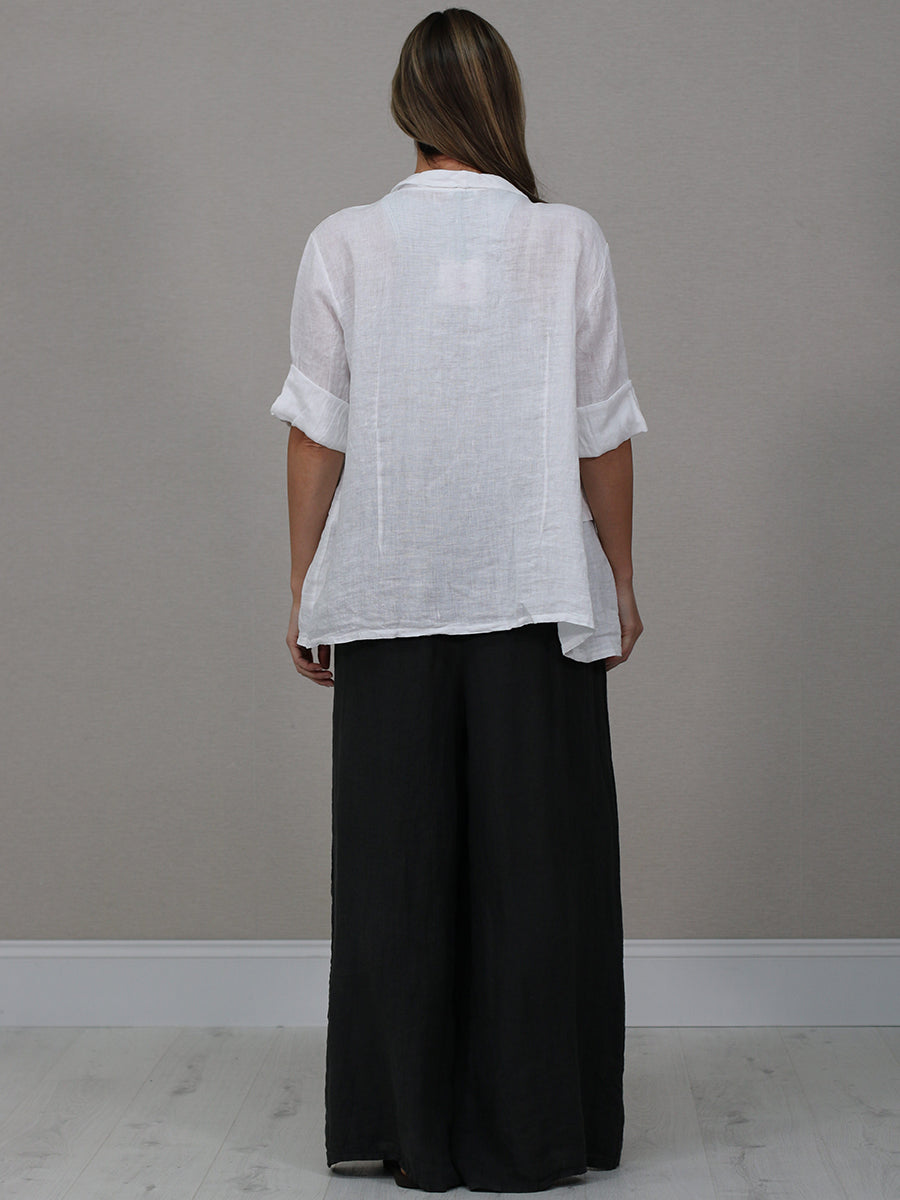 Open Front Linen Blazer Jacket