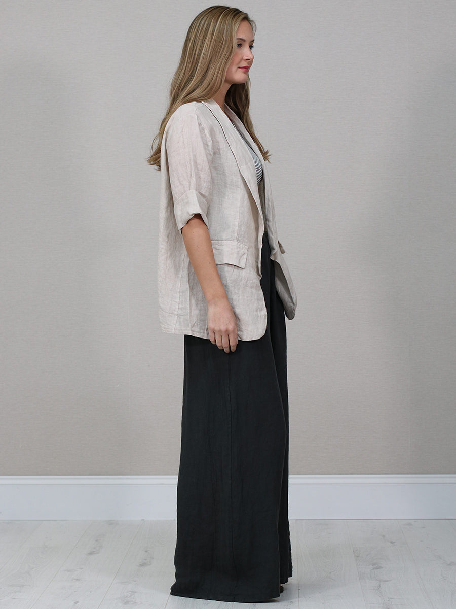 Open Front Linen Blazer Jacket