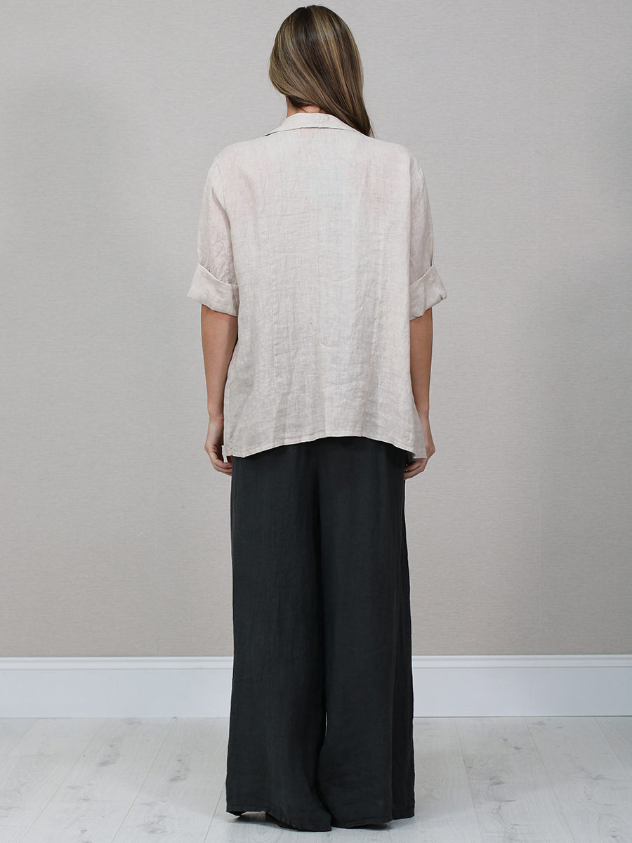 Open Front Linen Blazer Jacket