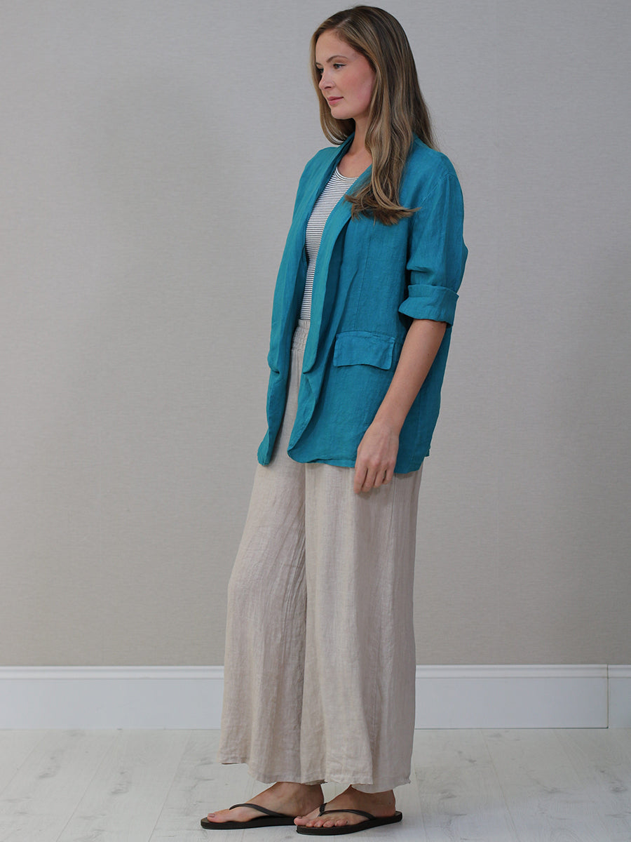 Open Front Linen Blazer Jacket