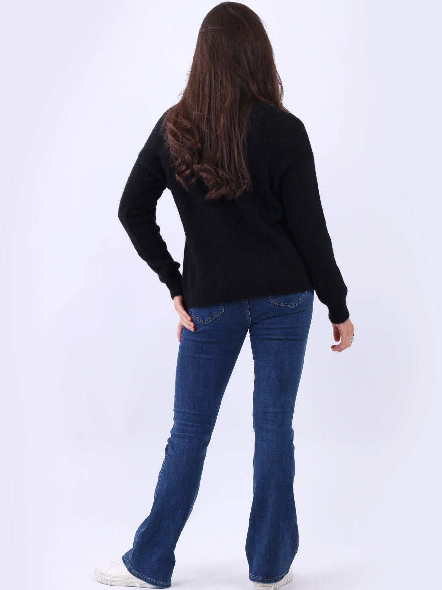 Plain Knitted Crop Boxy Jumper