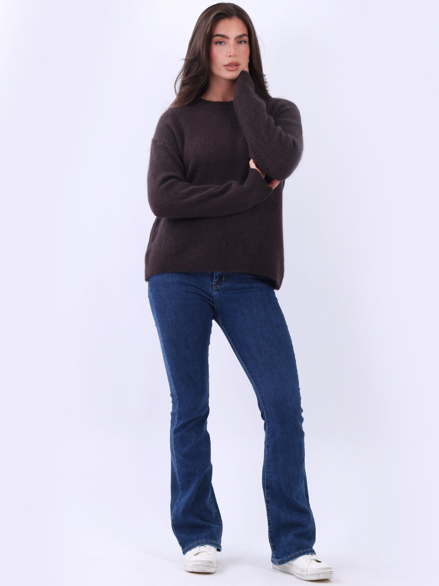 Plain Knitted Crop Boxy Jumper
