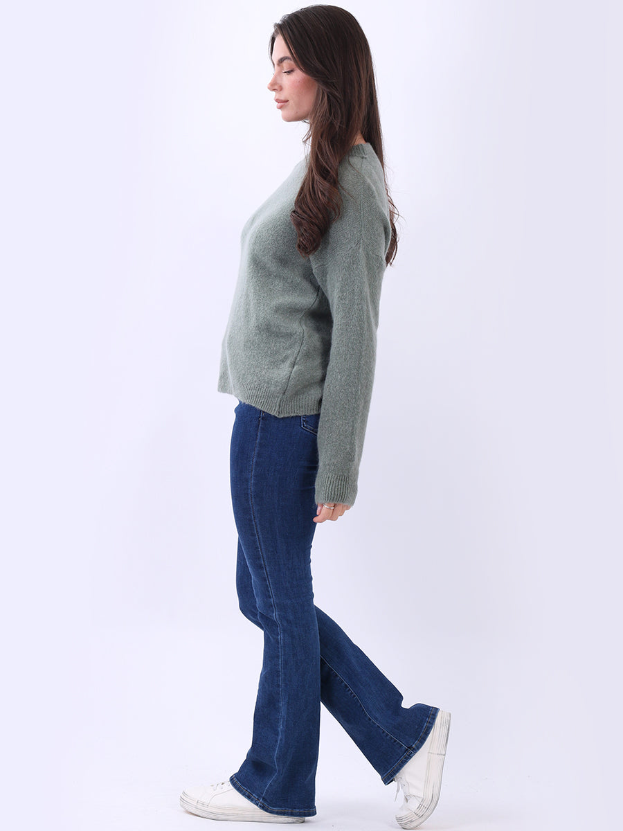 Plain Knitted Crop Boxy Jumper