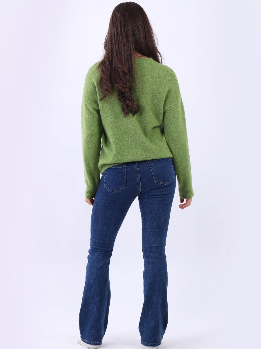 Plain Knitted Crop Boxy Jumper