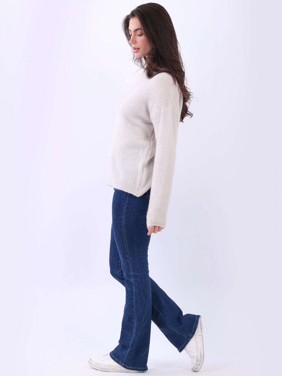 Plain Knitted Crop Boxy Jumper