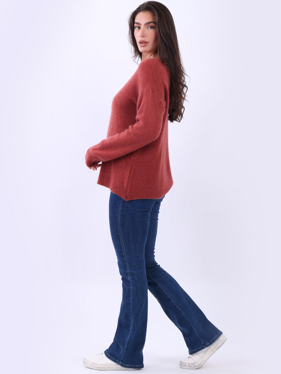 Plain Knitted Crop Boxy Jumper