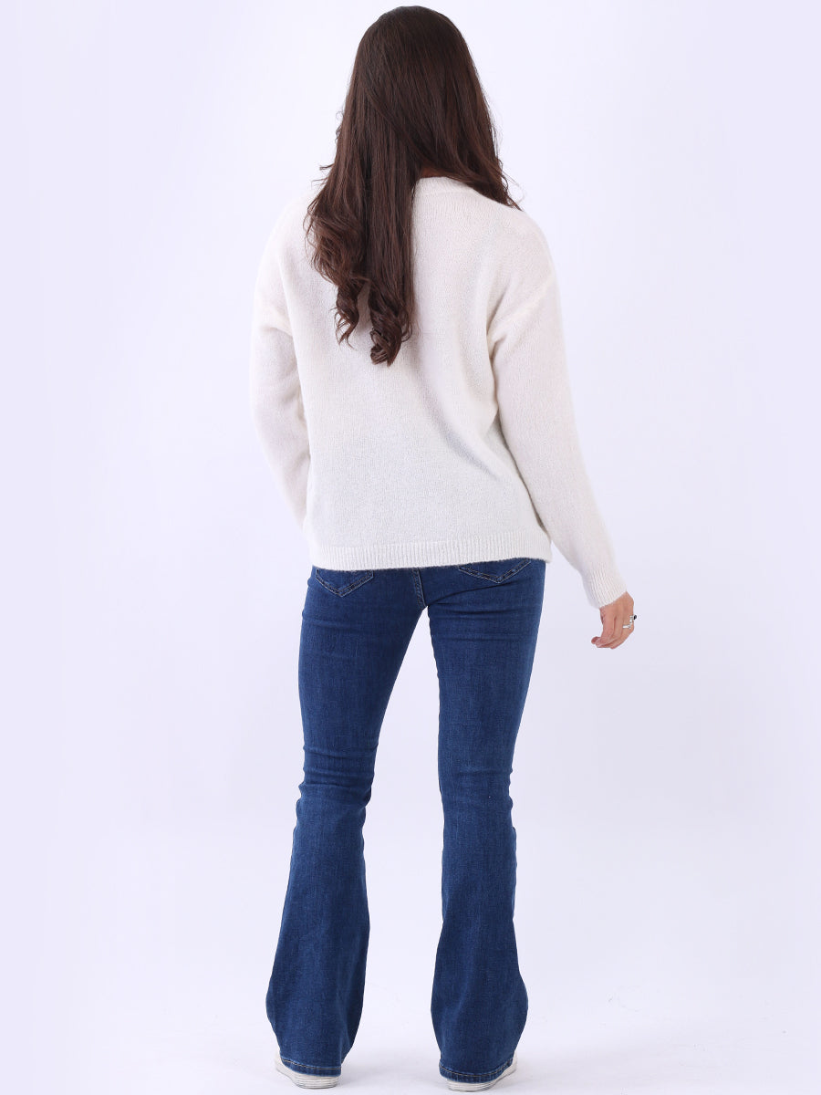 Plain Knitted Crop Boxy Jumper