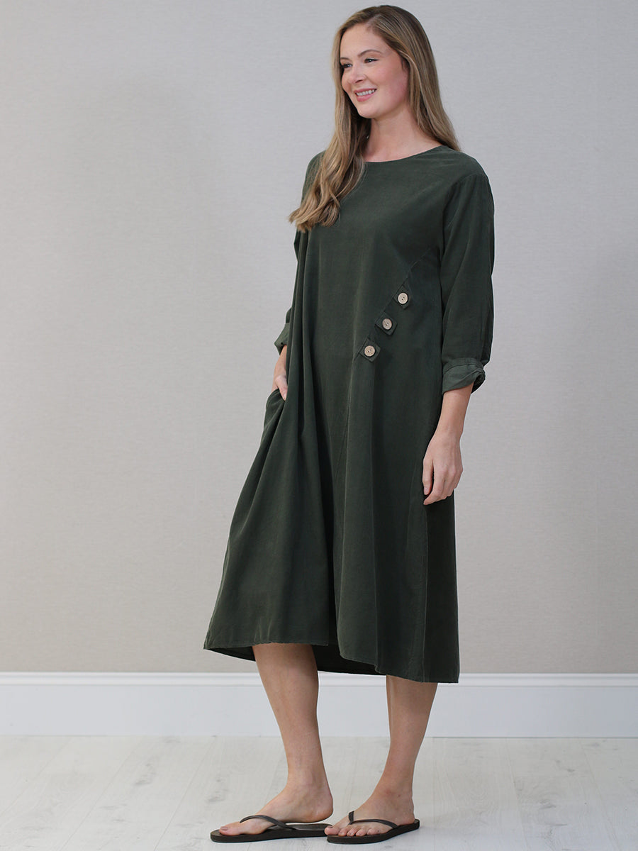 Cotton Corduroy Plus Size Lagenlook Dress