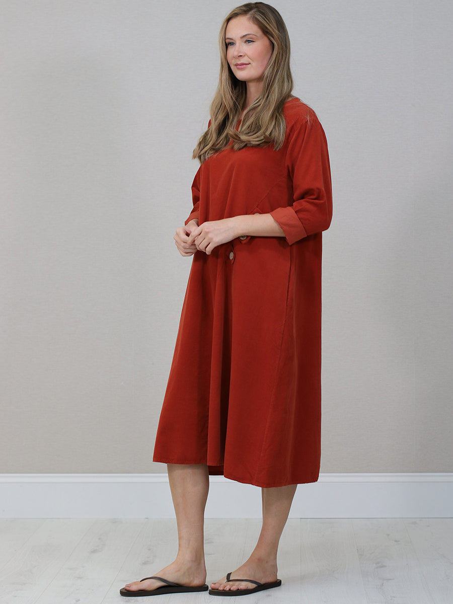 Cotton Corduroy Plus Size Lagenlook Dress