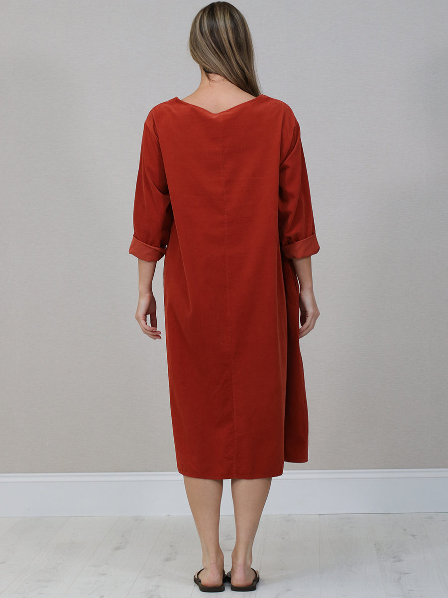 Cotton Corduroy Plus Size Lagenlook Dress