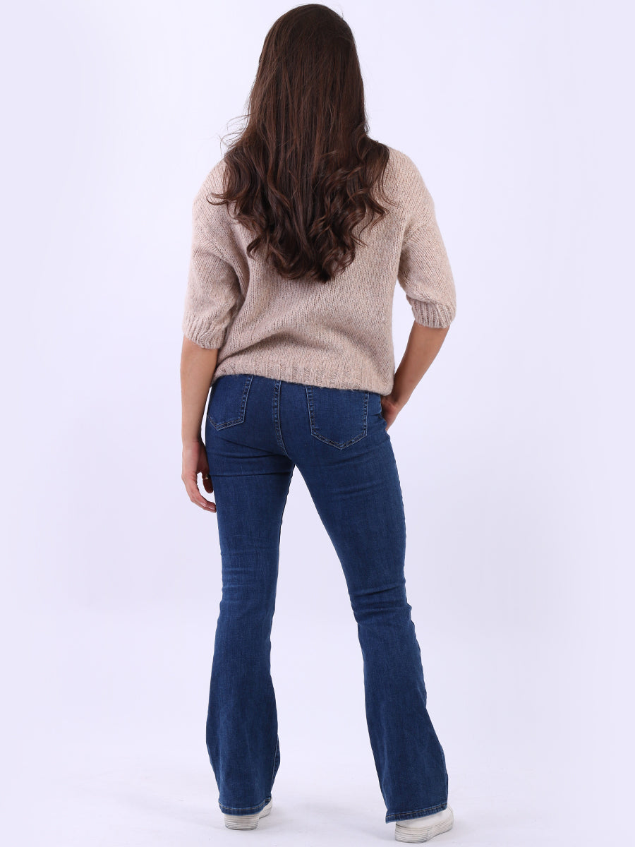 Ladies Solid Short Sleeves Woolen Boxy Crop Top