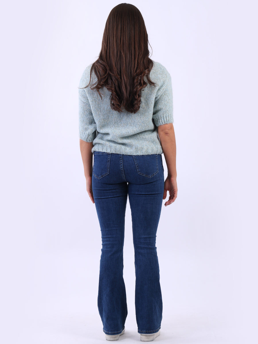 Ladies Solid Short Sleeves Woolen Boxy Crop Top
