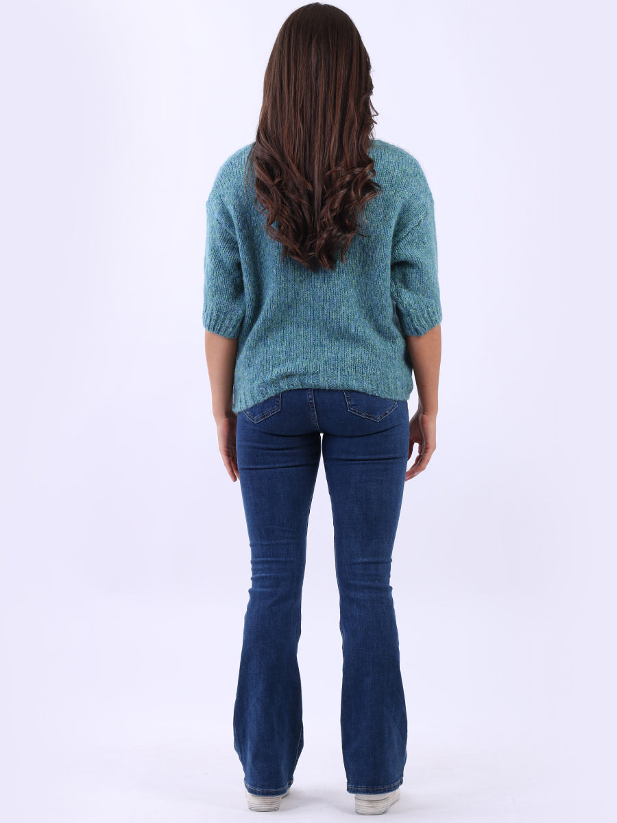 Ladies Solid Short Sleeves Woolen Boxy Crop Top
