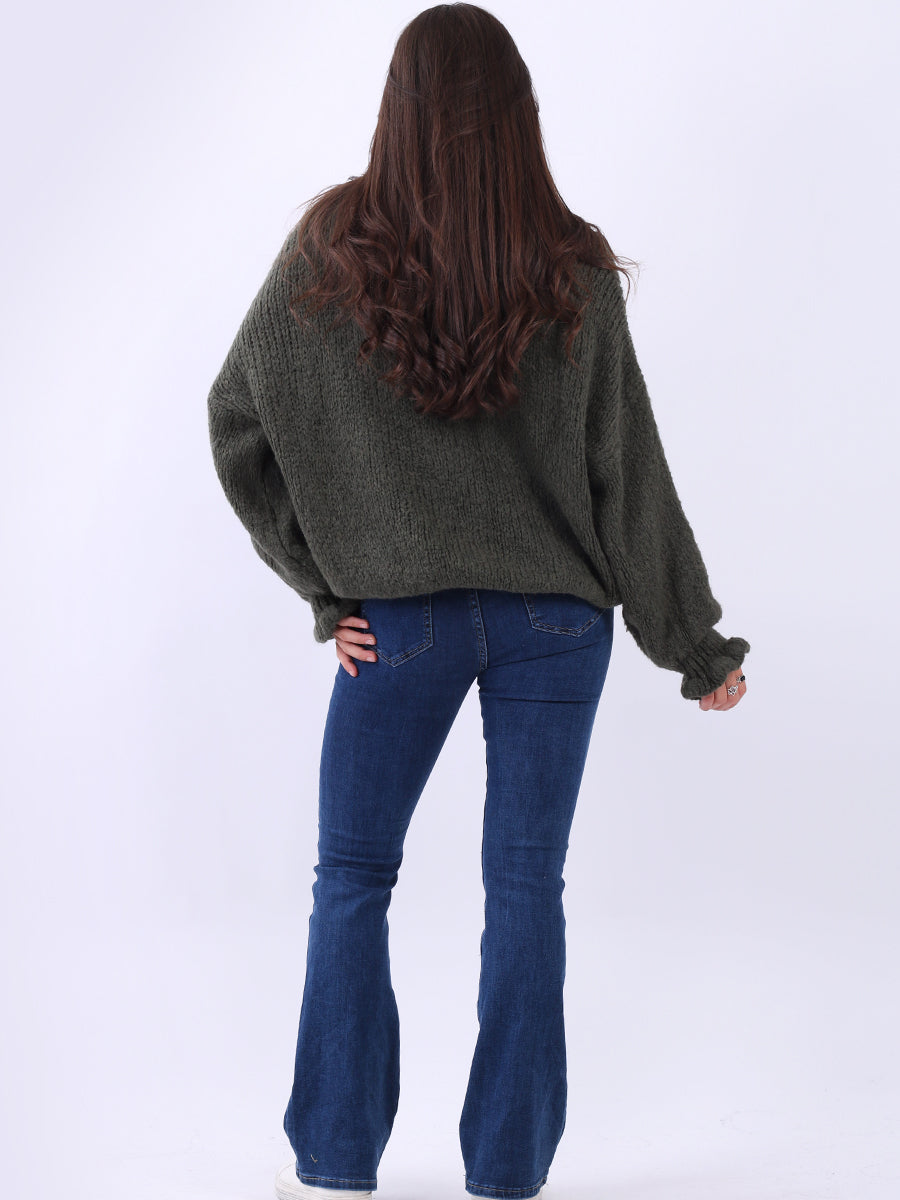Knotted Crop Knitted Wooly Cardigan