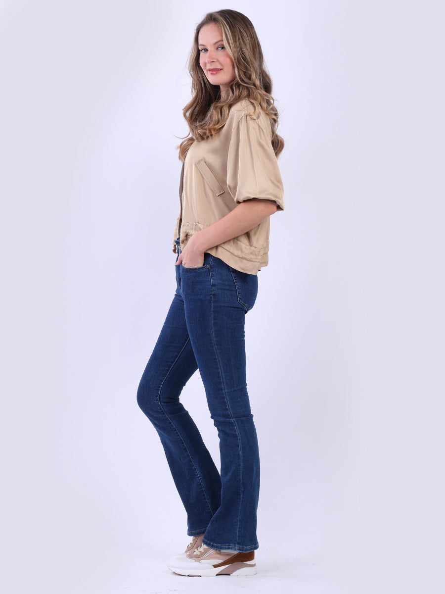 Stylish Gathered Hem Plain Crop Jacket