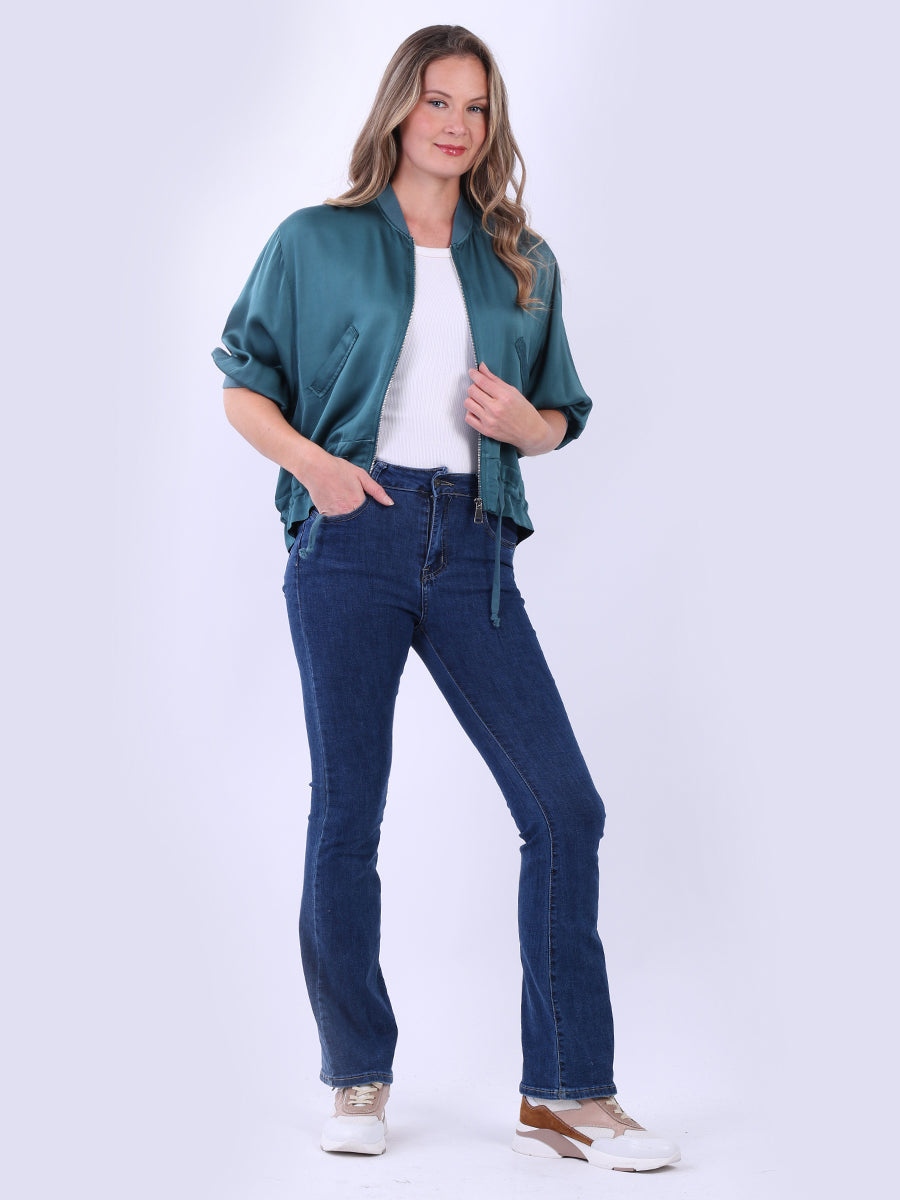 Stylish Gathered Hem Plain Crop Jacket