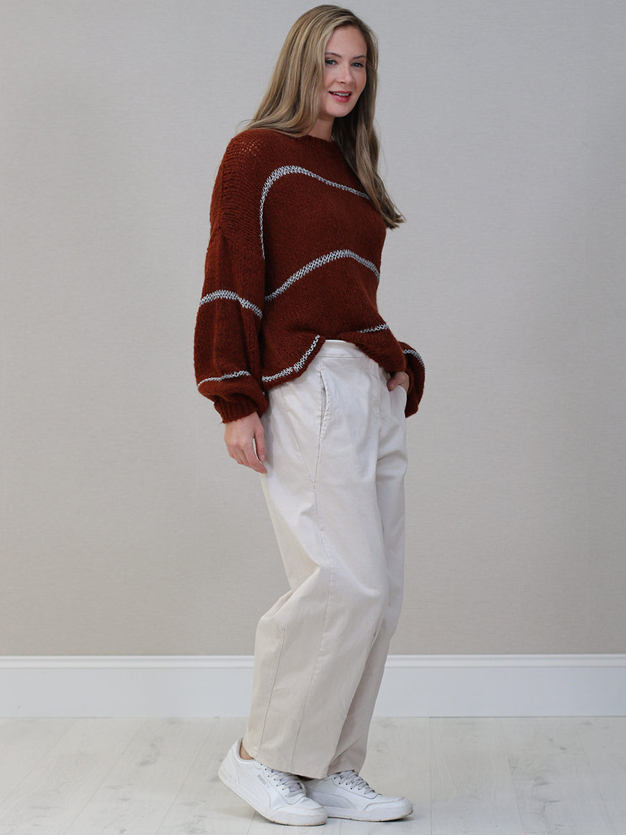 Stripy Knit Crop Wooly Pullover