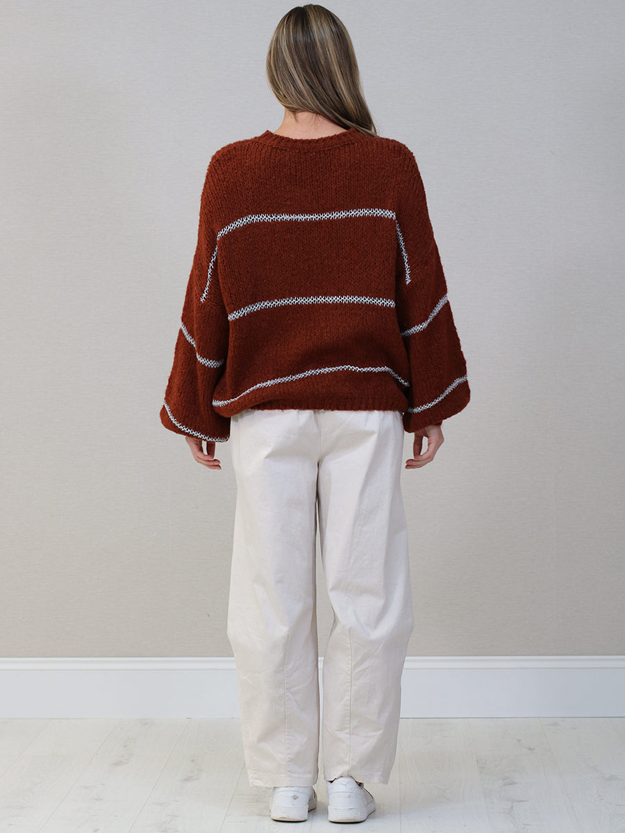 Stripy Knit Crop Wooly Pullover