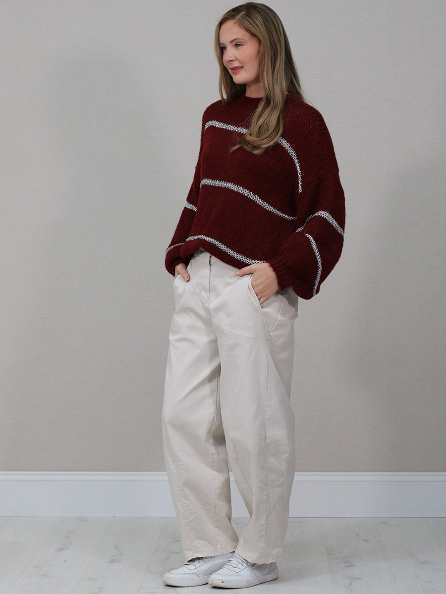 Stripy Knit Crop Wooly Pullover