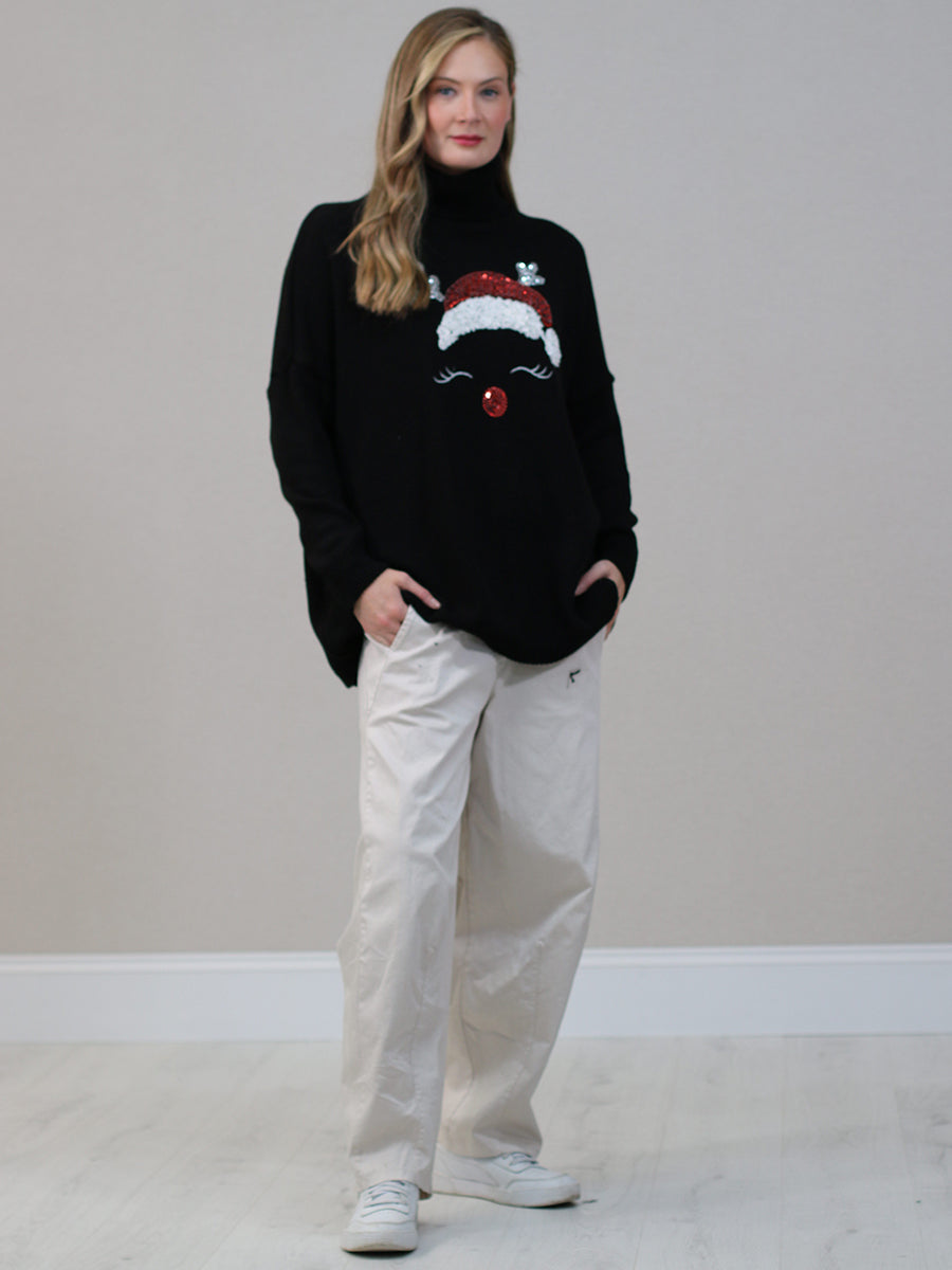 Xmas Knitted Jumper Black