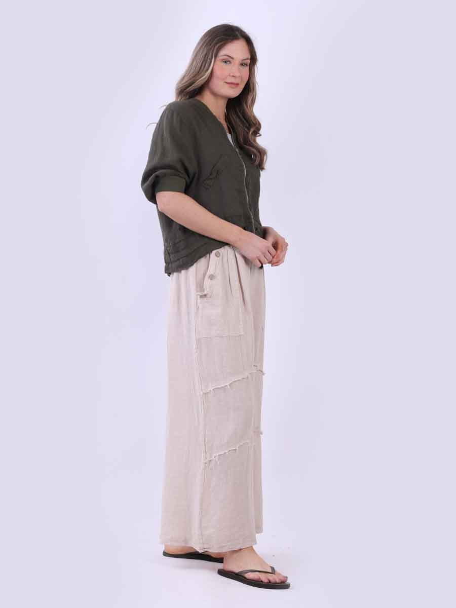 Front Zip Ladies Linen Ribbed Crop Jacket